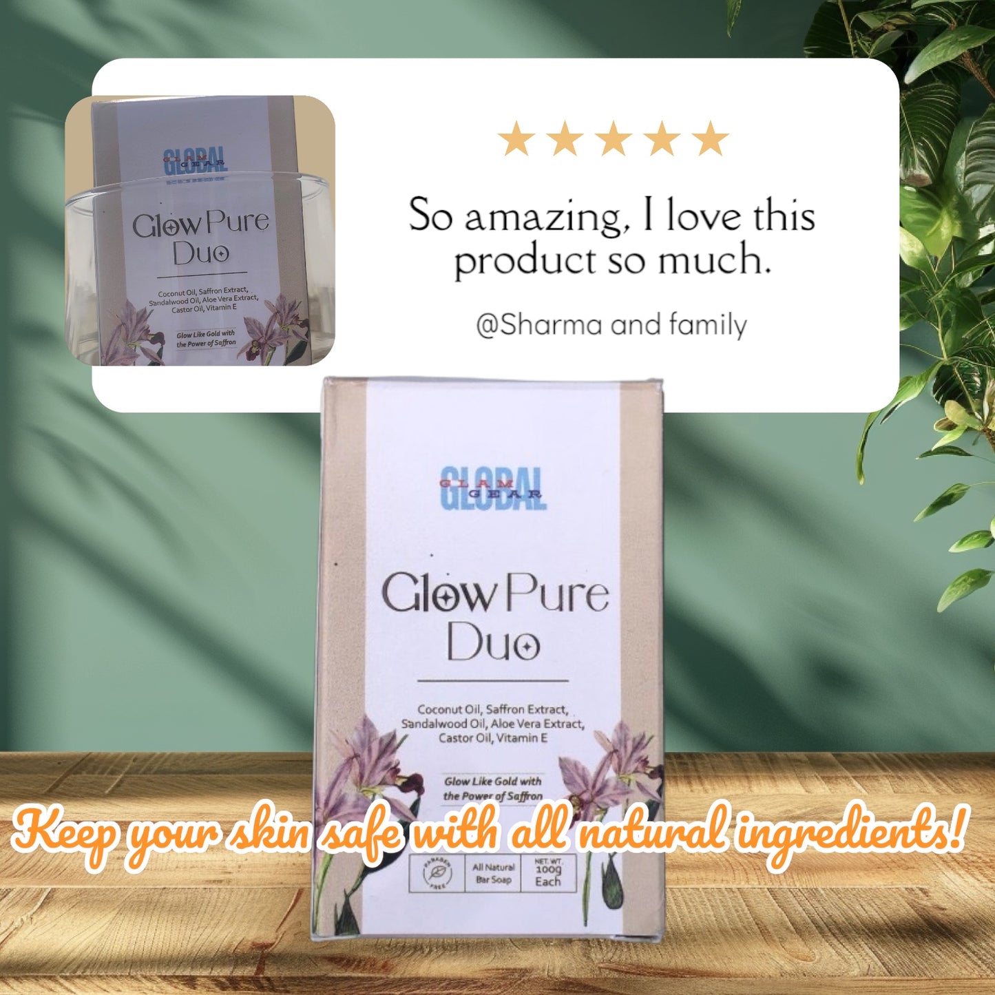 Glow Pure Duo – Luxury Handmade De-Tan Soap with Saffron & Sandalwood (Pack of 2)