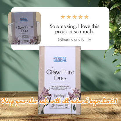 Glow Pure Duo – Luxury Handmade De-Tan Soap with Saffron & Sandalwood (Pack of 2)