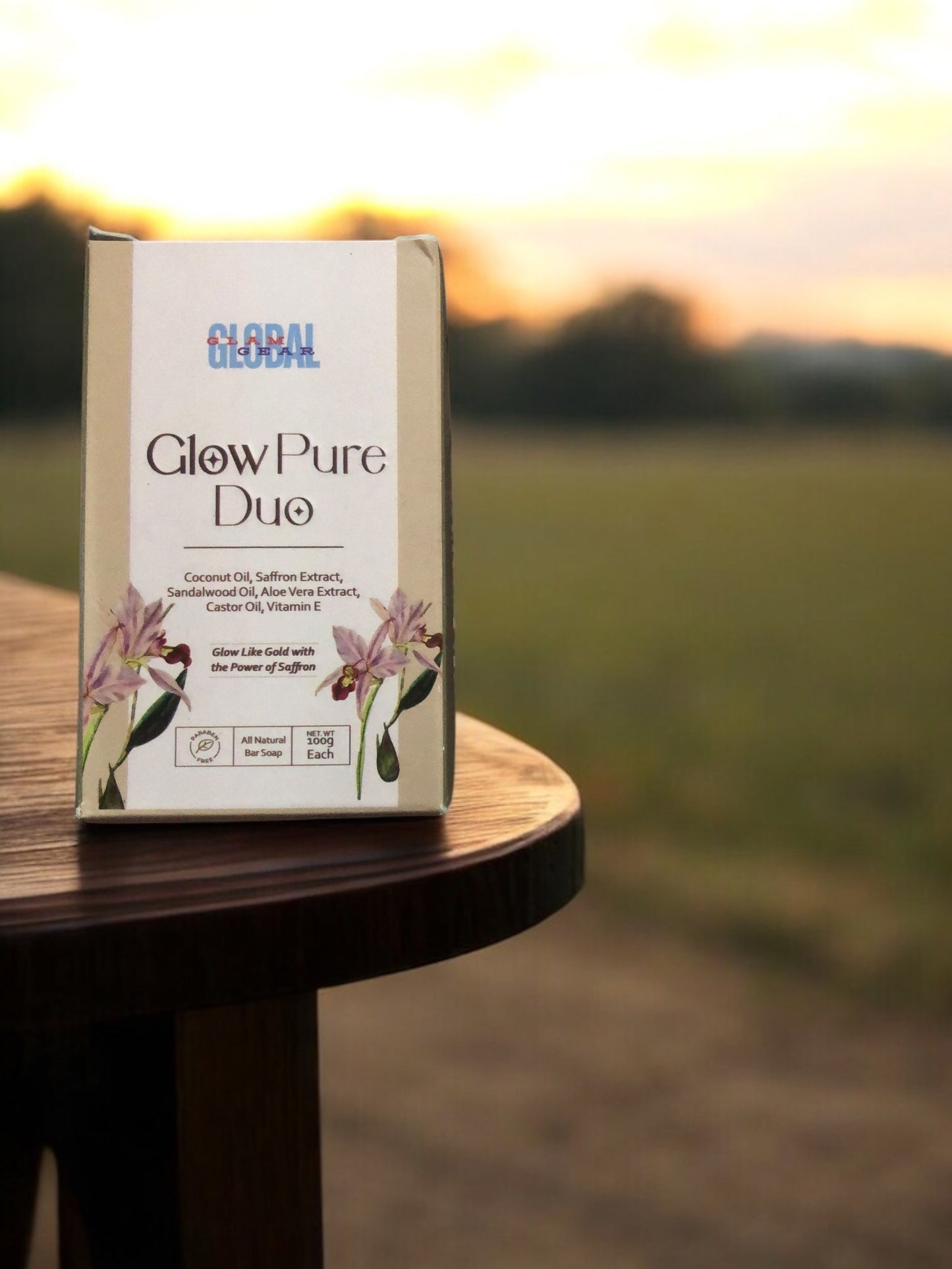 Glow Pure Duo – Luxury Handmade De-Tan Soap with Saffron & Sandalwood (Pack of 2)