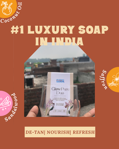 Glow Pure Duo – Luxury Handmade De-Tan Soap with Saffron & Sandalwood (Pack of 2)